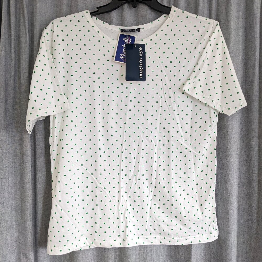 NWT VTG Ditsy Coquette Basic Girly Top Women's M Shamrock St Patrick's Day